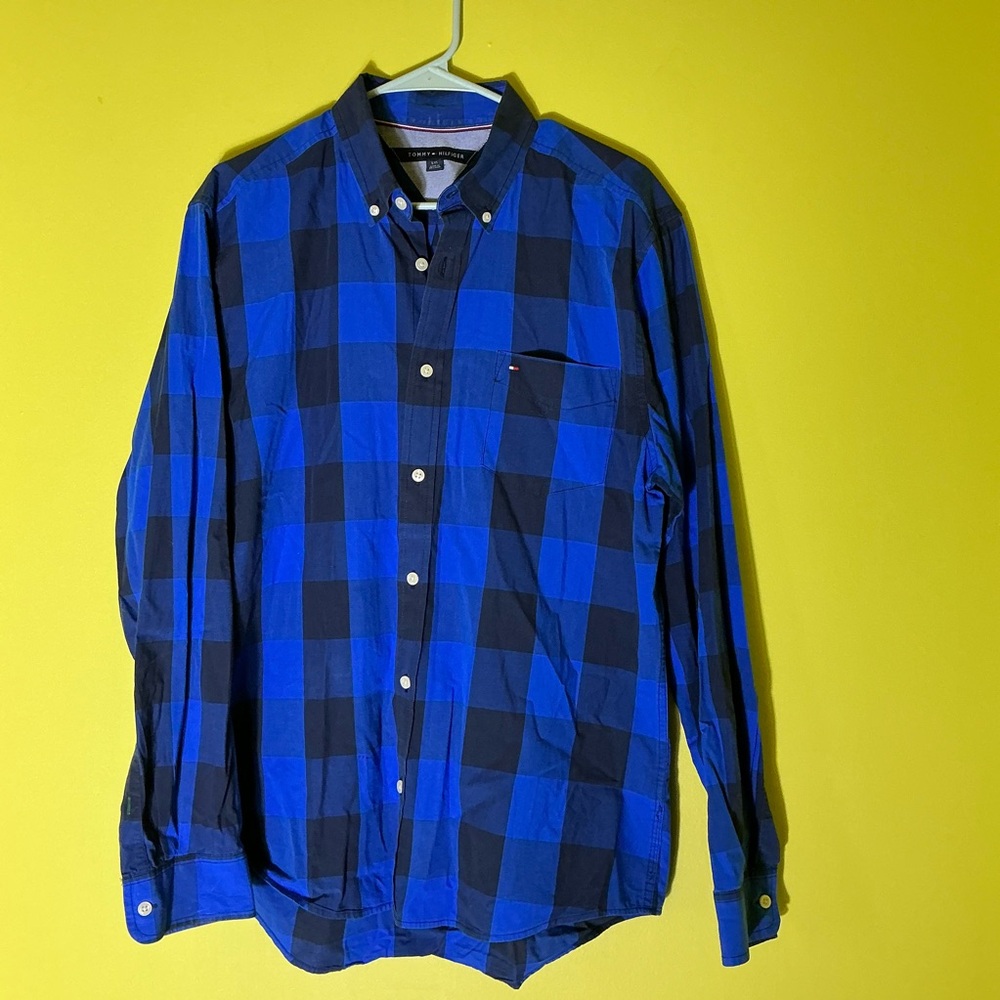 Men’s Blue Plaid Tommy Hilfiger Button Down
